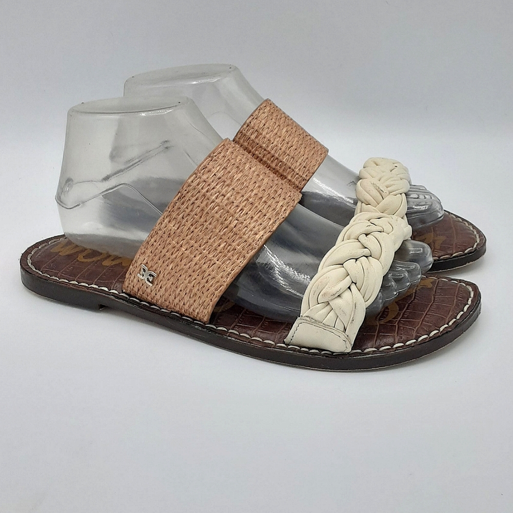 Sam Edelman Gage Raffia/Leather Casual Beachy Vacation Resort Sandal Size 8.5.